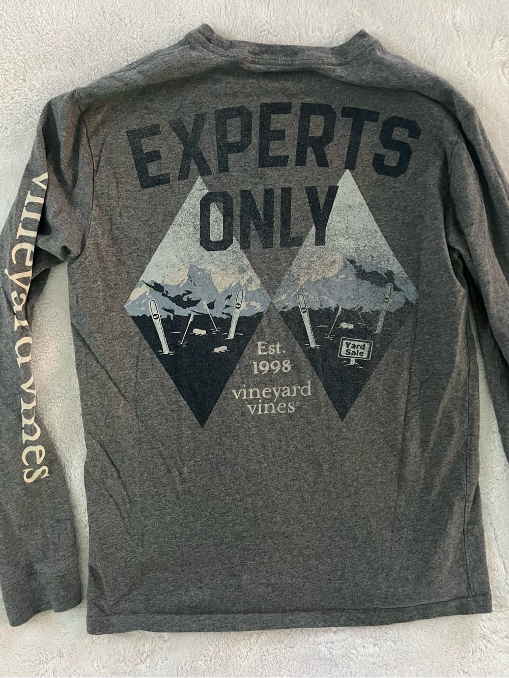 Vineyard Vines Gray "Experts Only" ski men’s Long-Sleeve Tee XS VGUC
